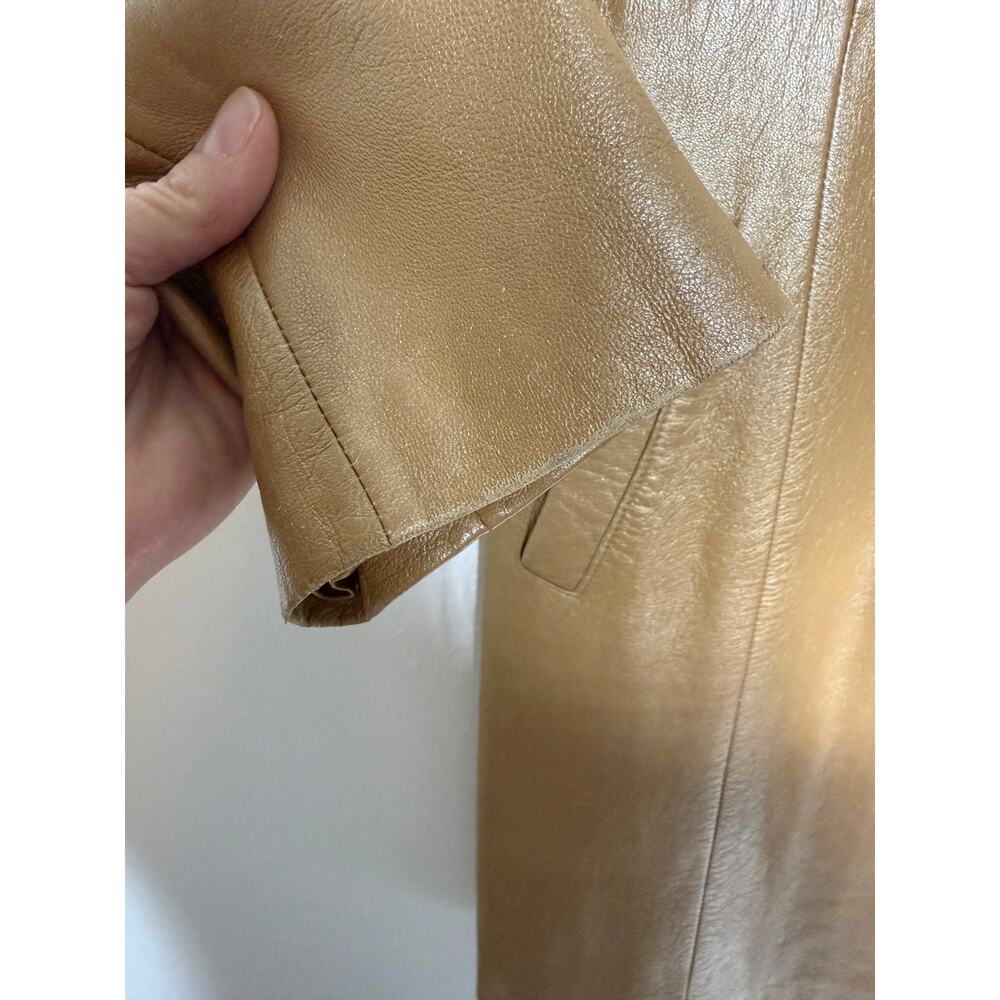 Metallic Gold Leather Coat|Vintage Tailored Statement Jacket Y2K - Picture 9 of 10